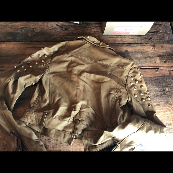 PRPS army green studded leather moto - Picture 3 of 3